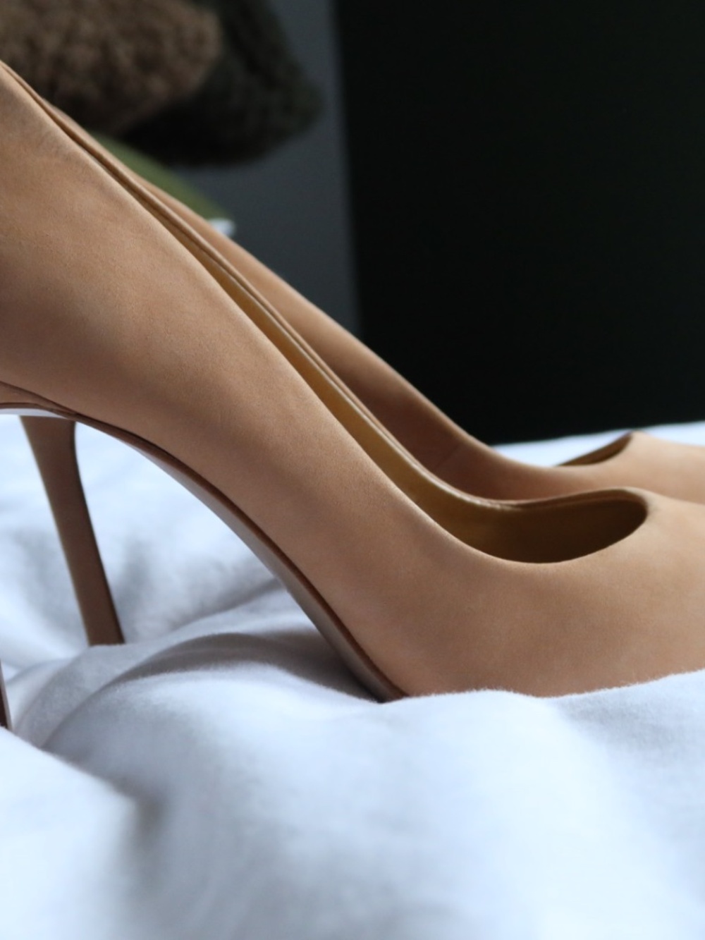 Schutz Lou Pointed-Toe Nubuck Pumps (Suede, Honey Beige, Size: 8)